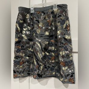 Maeve by Anthropologie Womens Size 8 Light Gray Beaded and Sequin Skirt. 19.5 in